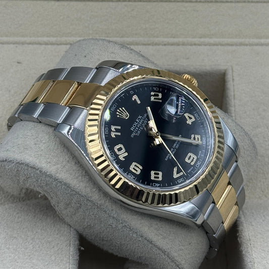 Rolex Steel and Yellow Gold Datejust II 41 Watch - Fluted Bezel - Black Dial - Oyster Bracelet - 116333