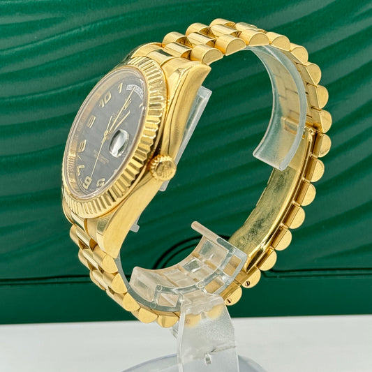 (Copy) Yellow Gold Day-Date 41 - Black Wave Dial - Fluted Bezel - Presidential Bracelet