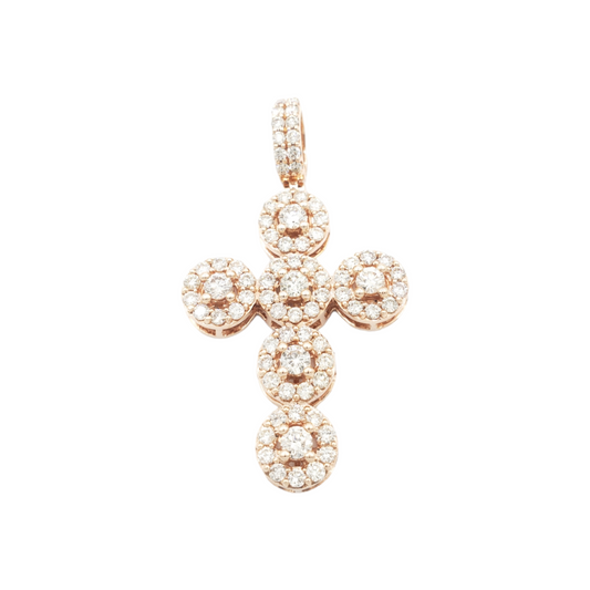 14k Circle Rose Diamond Cross With 2.76 Carats Of Diamonds #20346