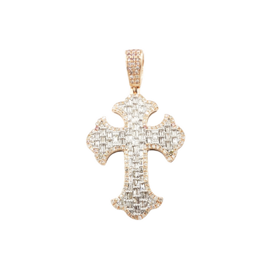 14k Chrome Diamond Cross With 1.51 Carats Of Diamonds #26125