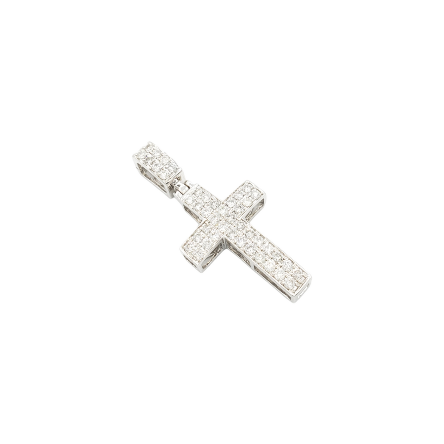 2.0 14k Two Row Diamond Cross With 1.34 Carats Of Diamonds #15659