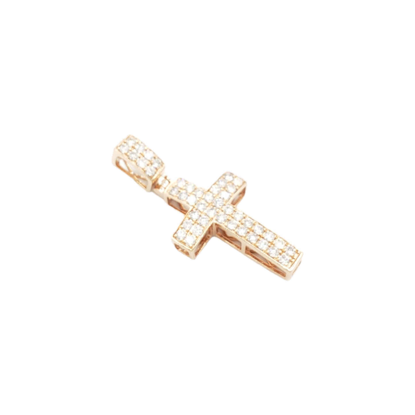 2.0 14k Two Row Diamond Cross With 1.34 Carats Of Diamonds #15659