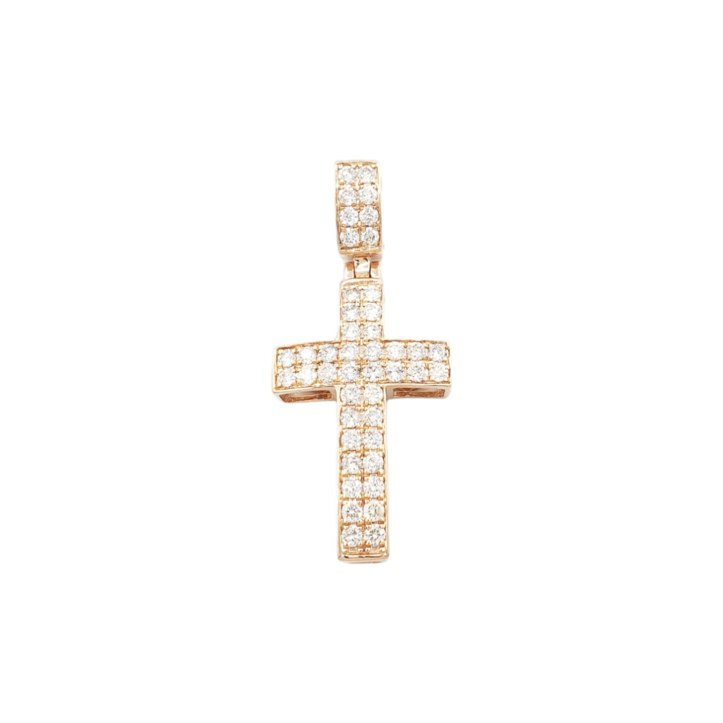 2.0 14k Two Row Diamond Cross With 1.34 Carats Of Diamonds #15659