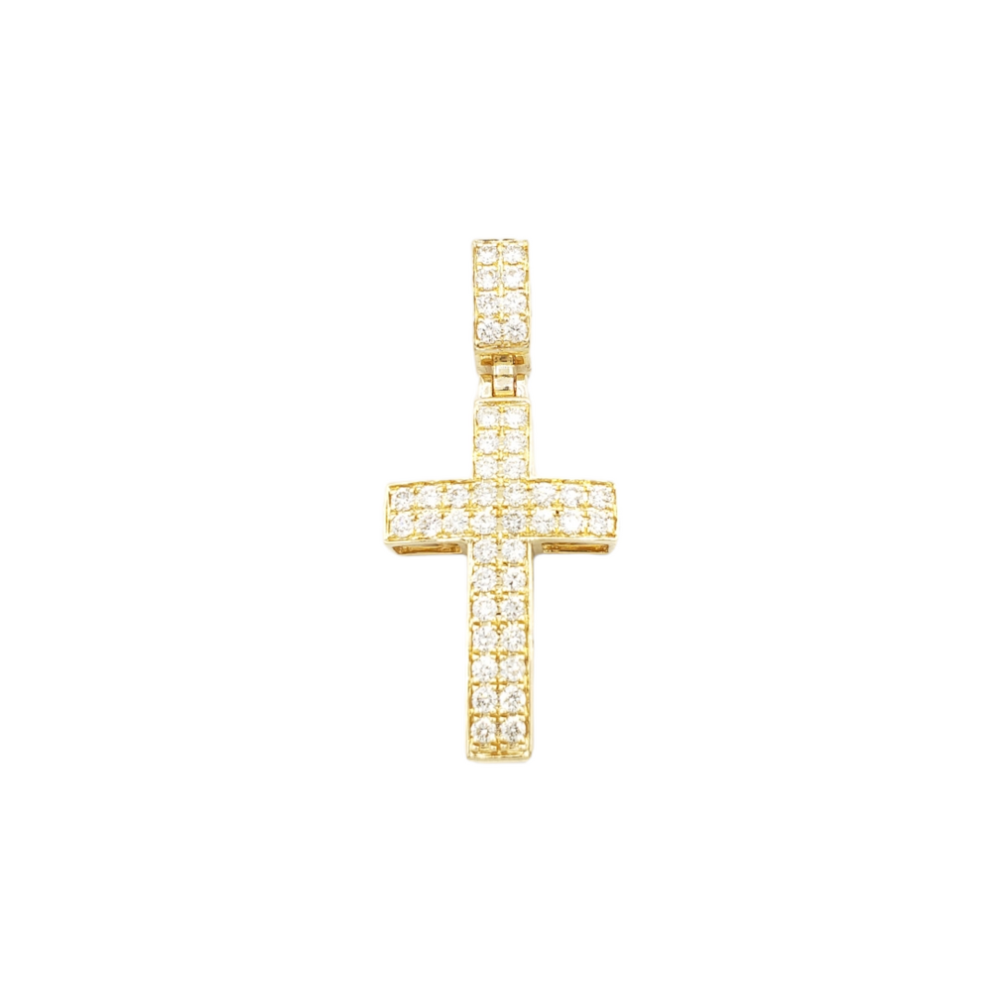 2.0 14k Two Row Diamond Cross With 1.34 Carats Of Diamonds #15659