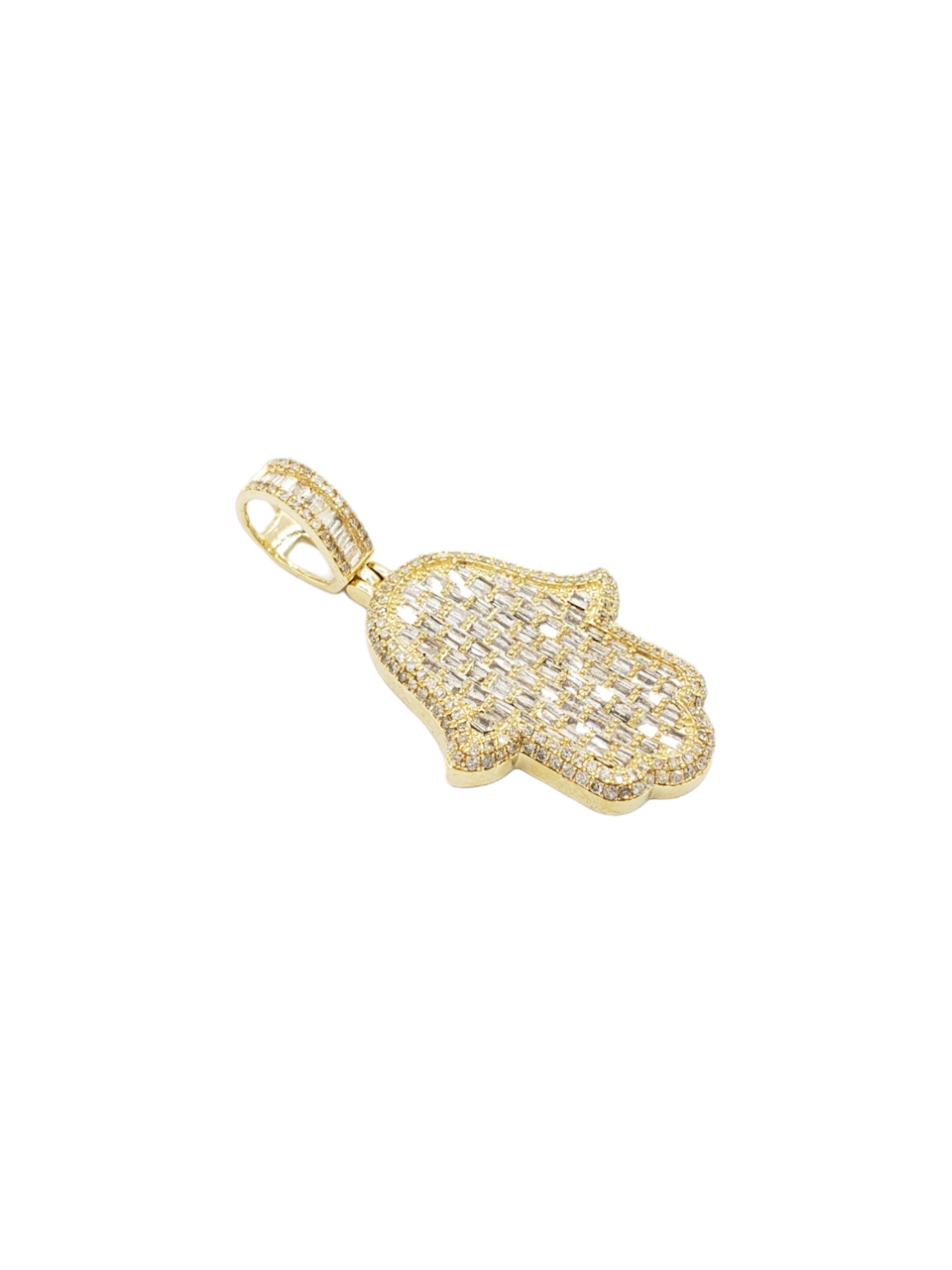 14k Baguette Diamond Hamsa With 2.63 Carats Of Diamonds #24414