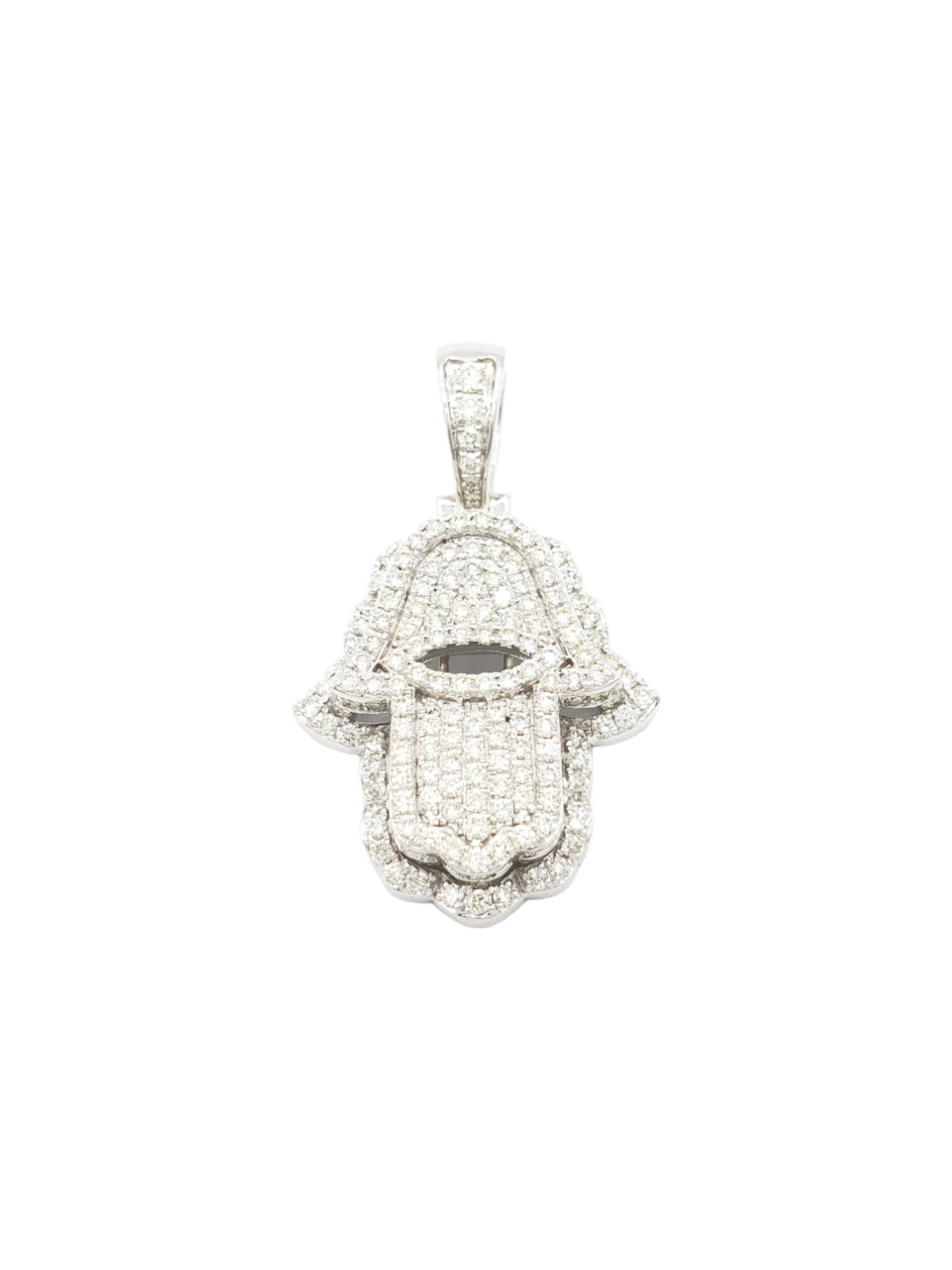 14k Eye Hole Diamond Hamsa With 2.48 Carats Of Diamonds #13882