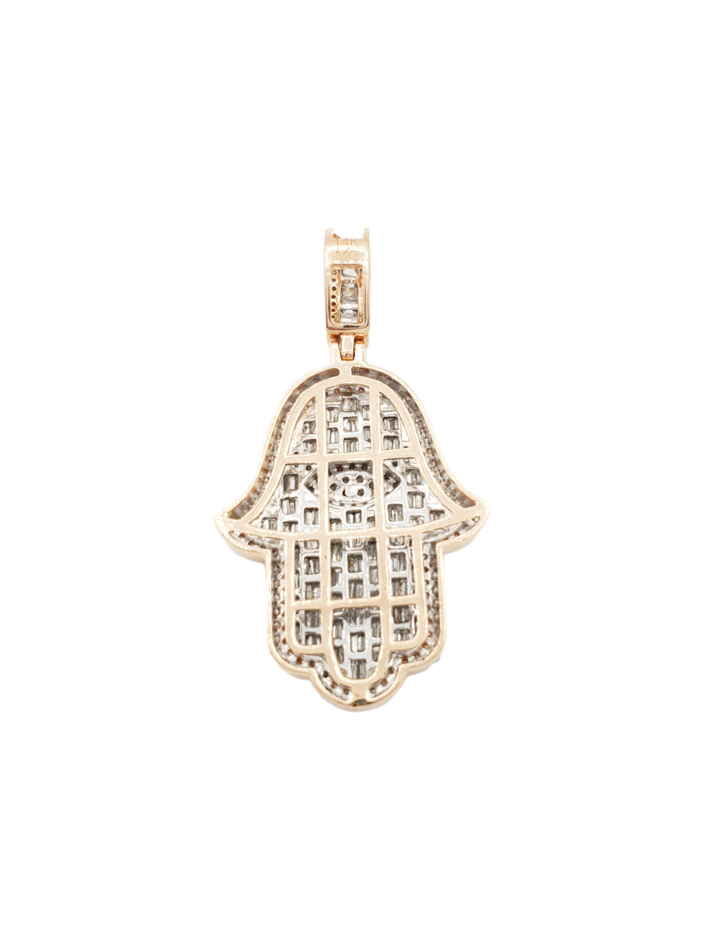 14k Eye Baguette Diamond Hamsa With 2.34 Carats Of Diamonds #24334