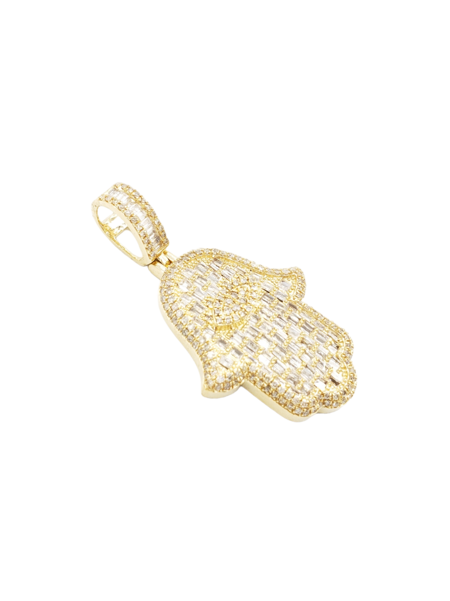 14k Eye Baguette Diamond Hamsa With 2.34 Carats Of Diamonds #24334