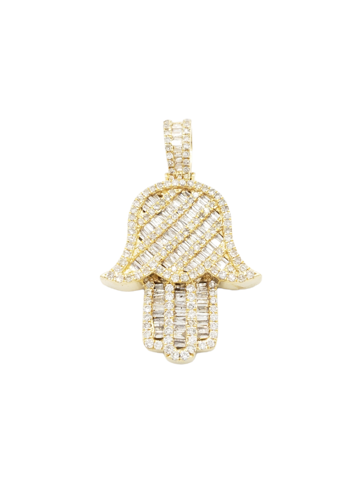 14k Baguette Diamond Hamsa With 2.44 Carats Of Diamonds #24218