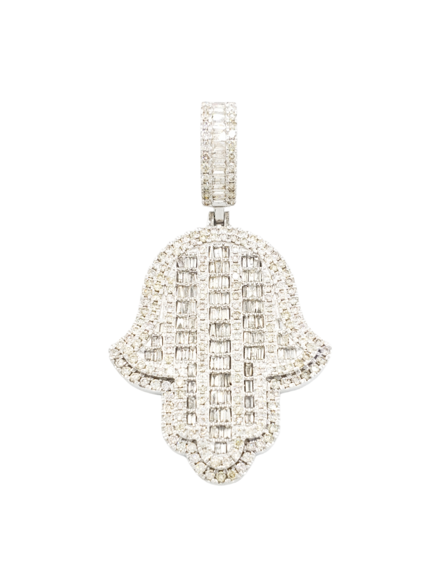 14k Baguette Diamond Hamsa With 4.57 Carats Of Diamonds #23510