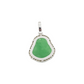 14k White Gold Diamond Buddha With Green Jade #25727