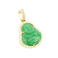 14k Yellow Gold Diamond Buddha With Green Jade #26264