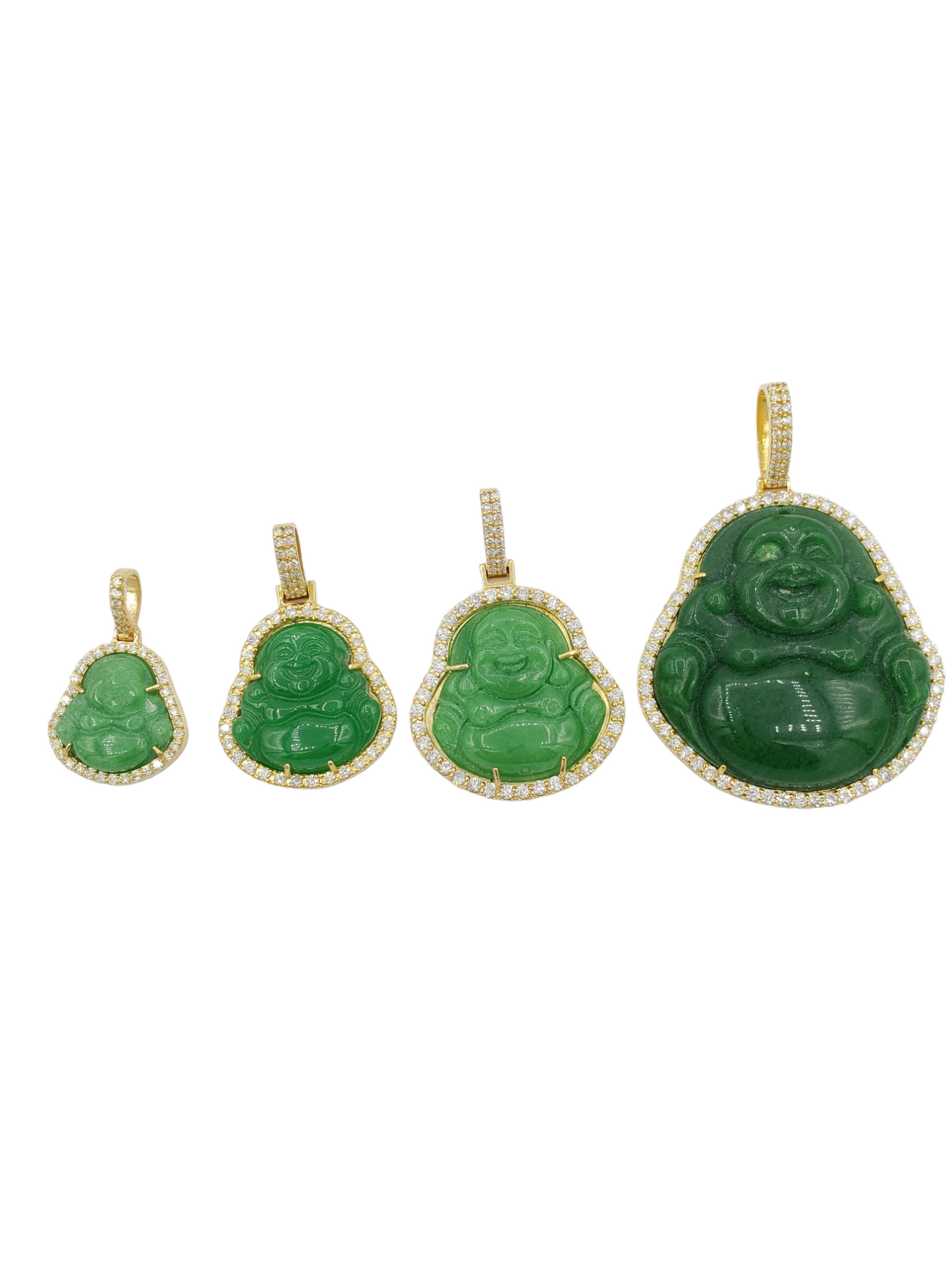 14k Yellow Gold Diamond Buddha With Green Jade #26264