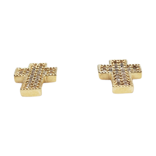 14k Gold Cross Diamond Earrings#23988