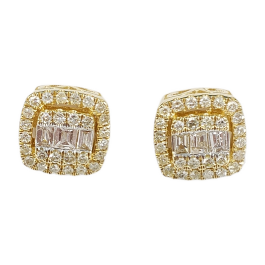 14k Gold Baguette Diamond Earrings #25526