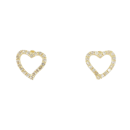 14k Gold Heart Diamond Earrings