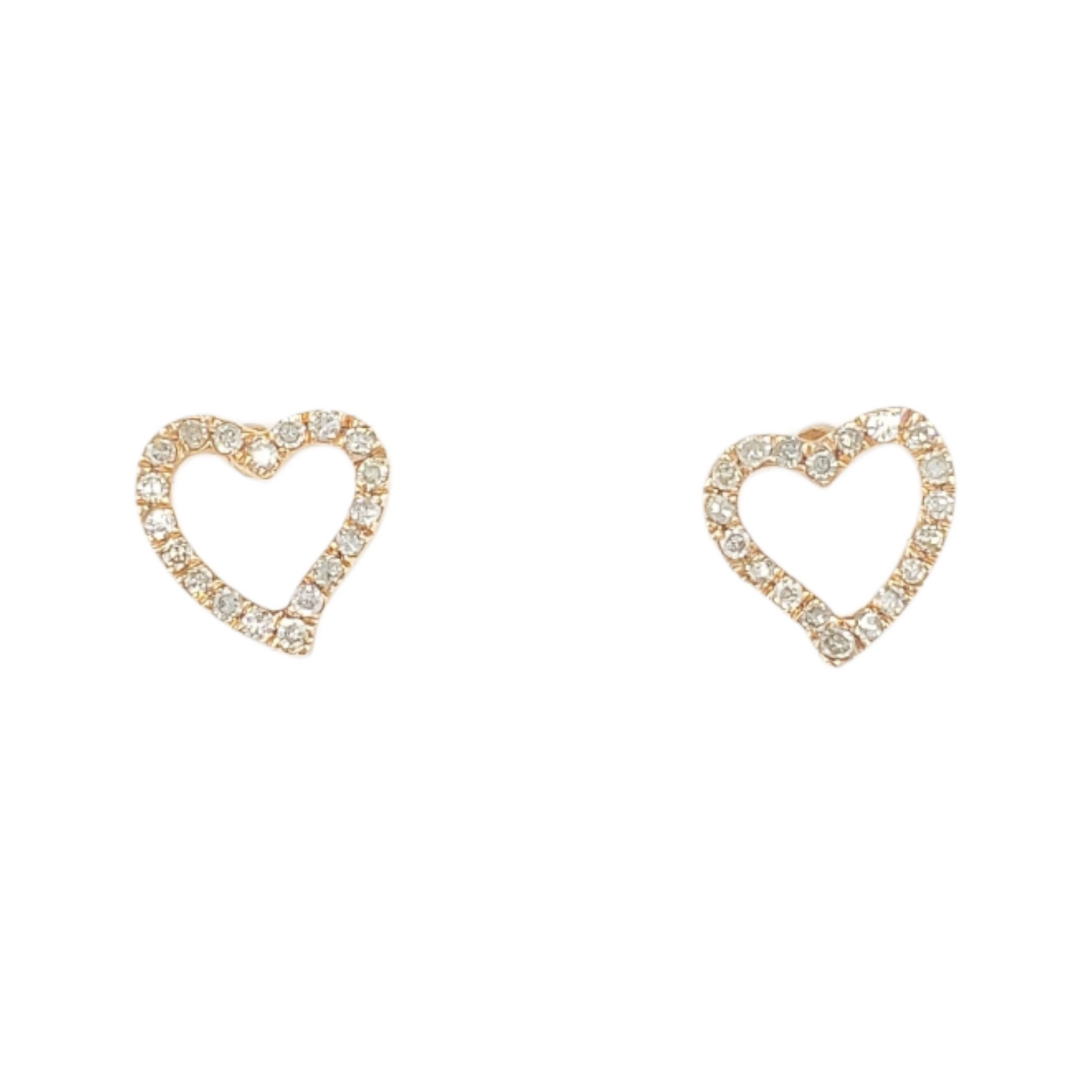 14k Gold Heart Diamond Earrings