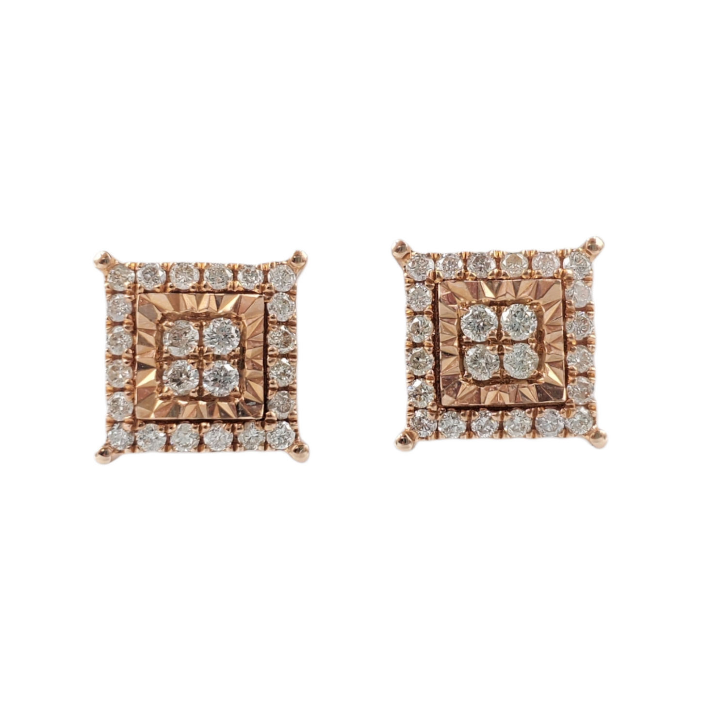 14k Gold Diamond Square Earrings #23136