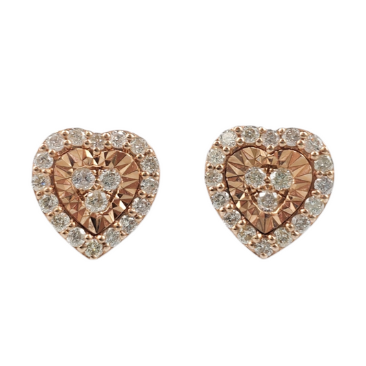 14k Gold Diamond Heart Earrings #17636
