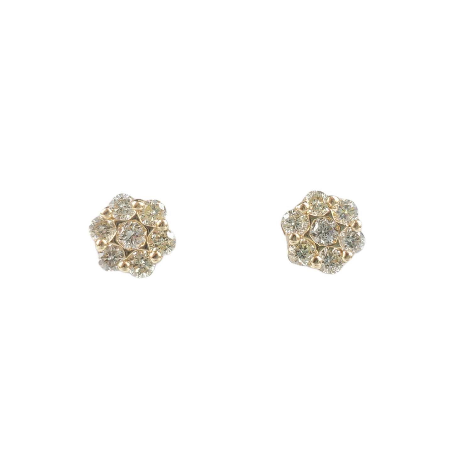 14k Yellow Gold Diamond Flower Earrings #21324