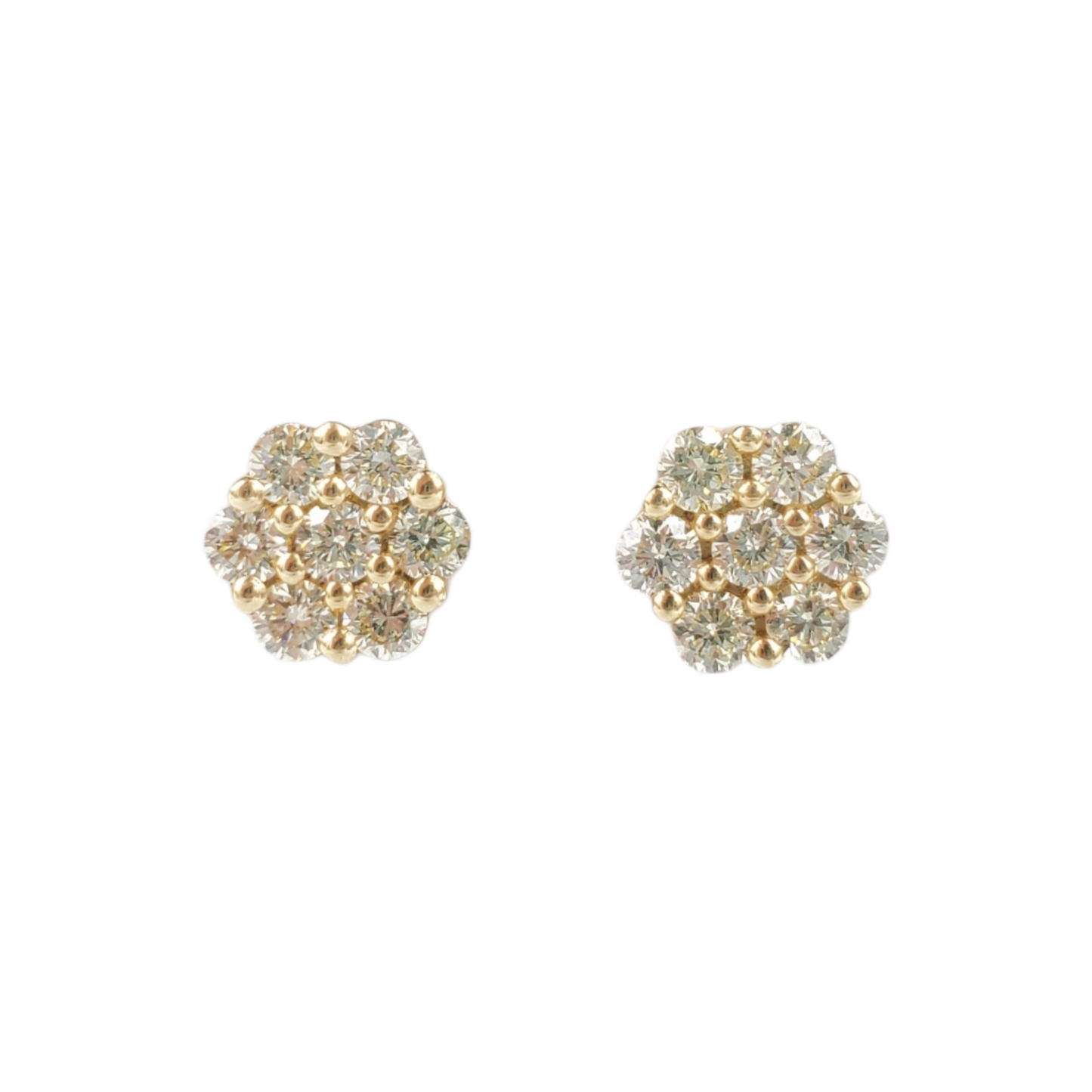 14k Yellow Gold Diamond Flower Earrings #21324