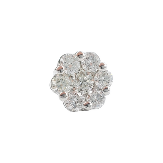 14k White Gold Diamond Flower Earrings #21359