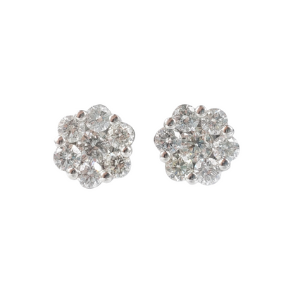 14k White Gold Diamond Flower Earrings #21359