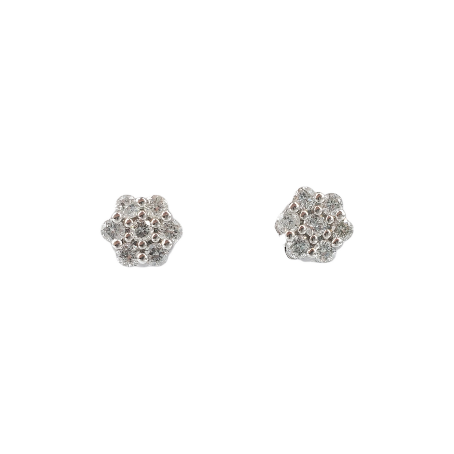 14k White Gold Diamond Flower Earrings #21359