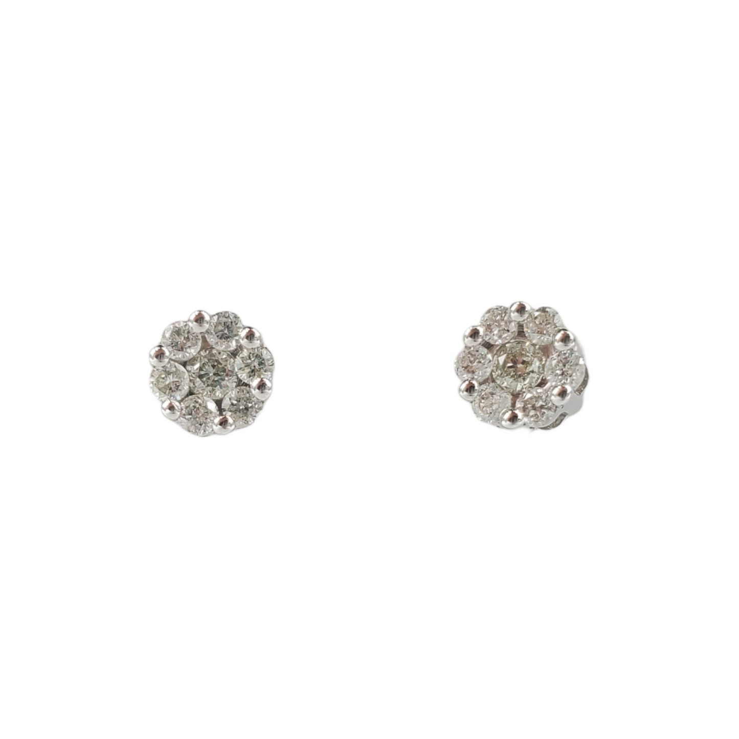 14k White Gold Diamond Flower Earrings #21359