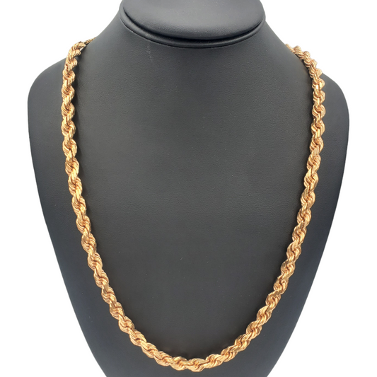 14K Gold- Solid Rope Chain (Rose Gold)