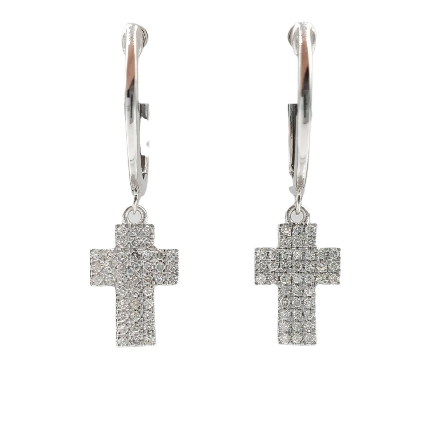 14k Gold Diamond Cross Dangle Earrings #25227