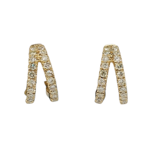 14k Gold Diamond Huggies Earrings #25481