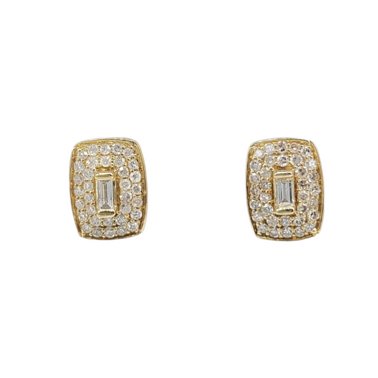 10k Gold Baguette Diamond Earrings #20615