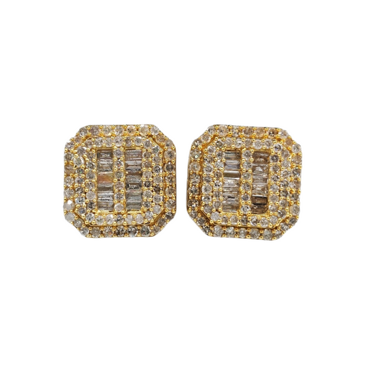 10k Gold Baguette Diamond Earrings #19220