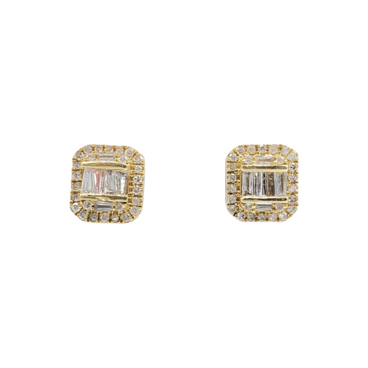 10k Gold Baguette Diamond Earrings #20511