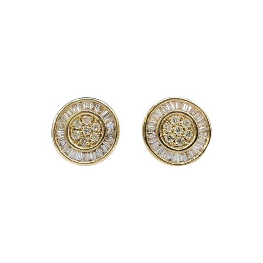 10k Gold Baguette Diamond Circle Earrings #21239
