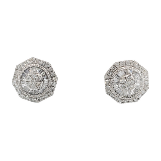 10k Gold Baguette Diamond Earrings #21800