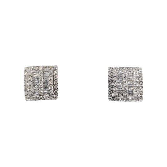 10k Gold Baguette Diamond Square Earrings #21798