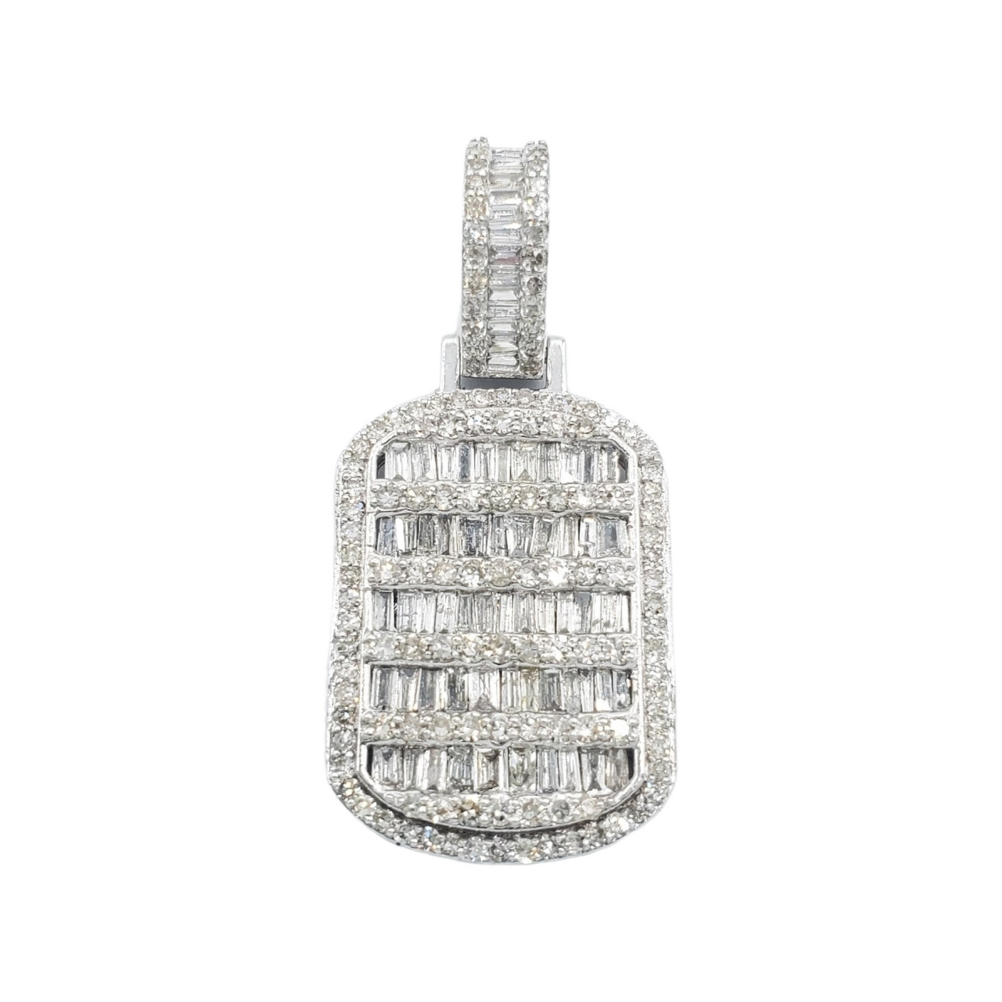 14k Baguette Diamond Dog Tag With 1.84 Carats Of Diamonds #23620