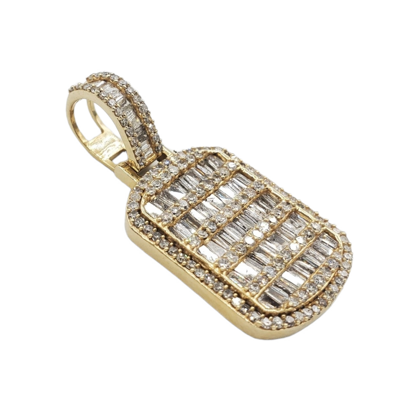 14k Baguette Diamond Dog Tag With 1.84 Carats Of Diamonds #23620