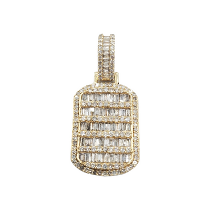 14k Baguette Diamond Dog Tag With 1.84 Carats Of Diamonds #23620