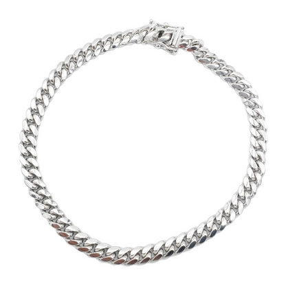 14K White Gold- Solid Miami Cuban Bracelet