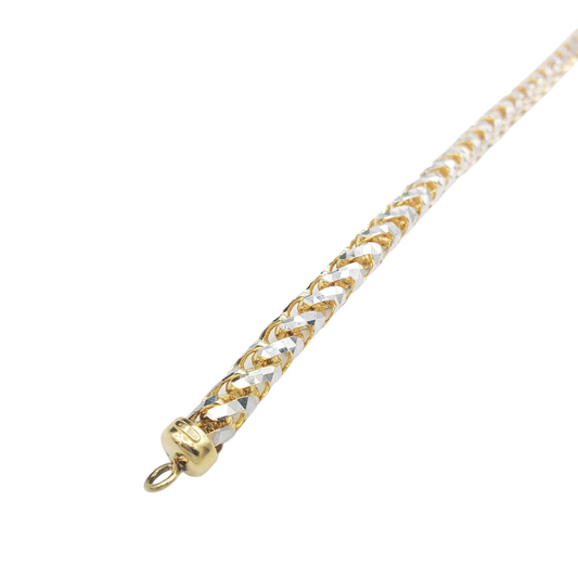 14K Solid Yellow Gold (Pave) Diamond Cut- Franco Bracelet