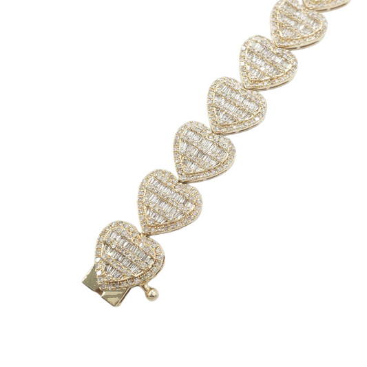 14k Baguette Diamond Heart Bracelet #26121