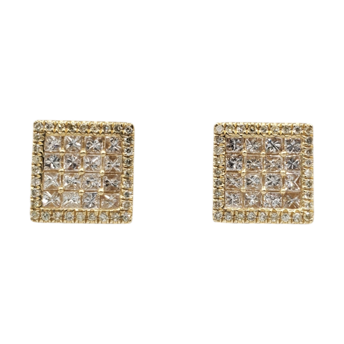 14k Gold Diamond Square Earrings #27187