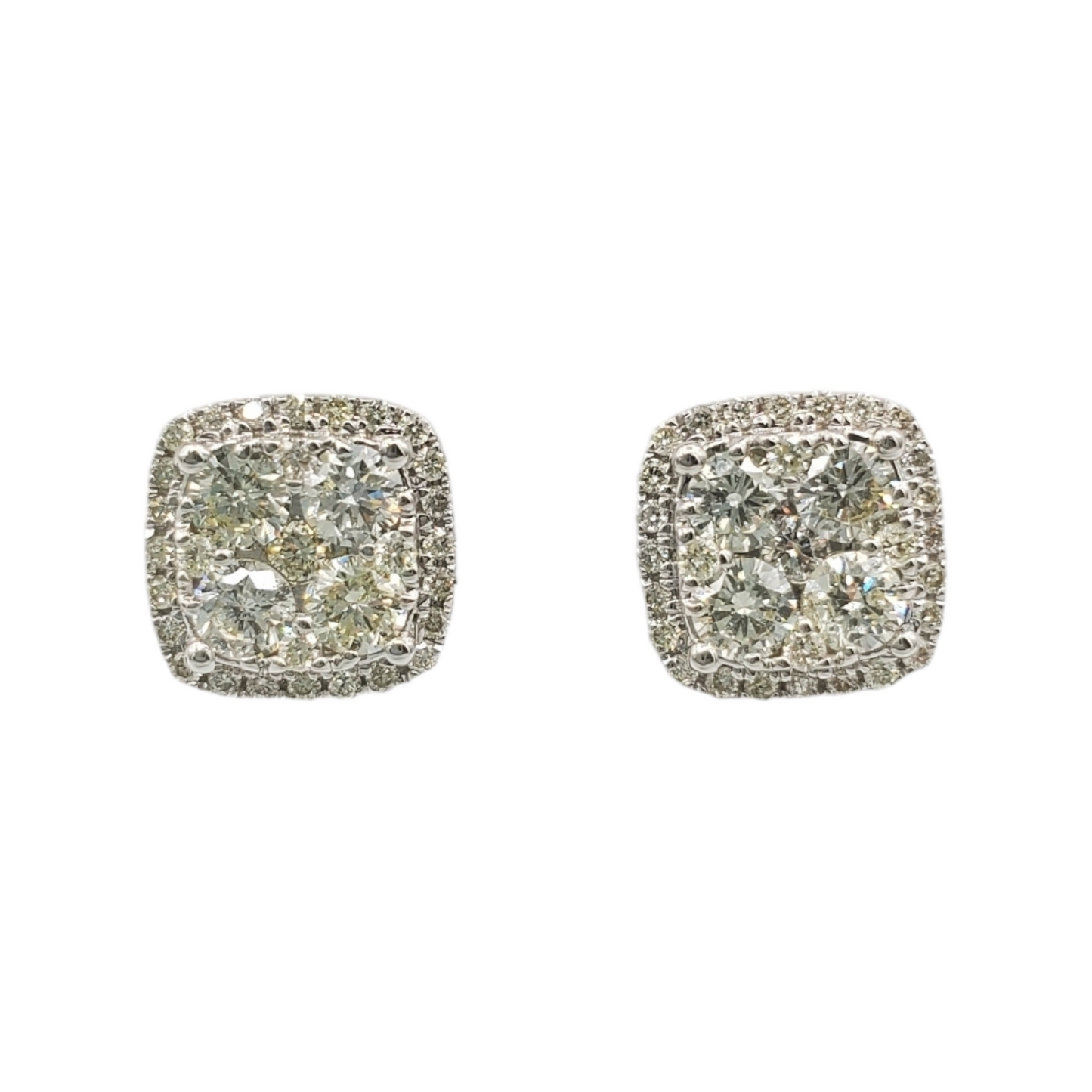 14k Gold Diamond Square Earrings #13830