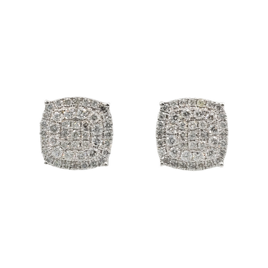 14k Gold Diamond Square Earrings #13083