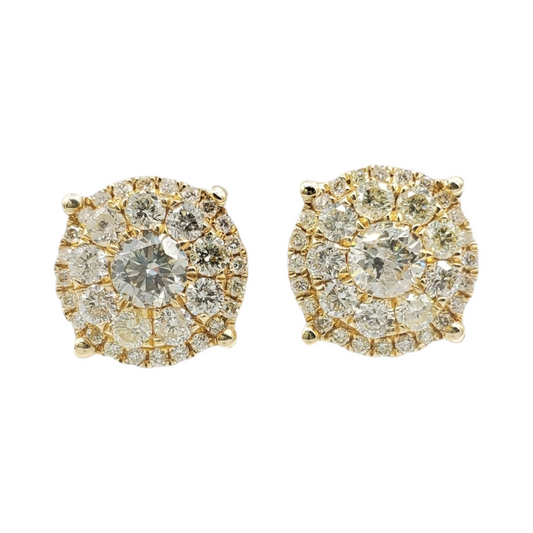 14k Yellow Gold Diamond Circle Earrings #8140