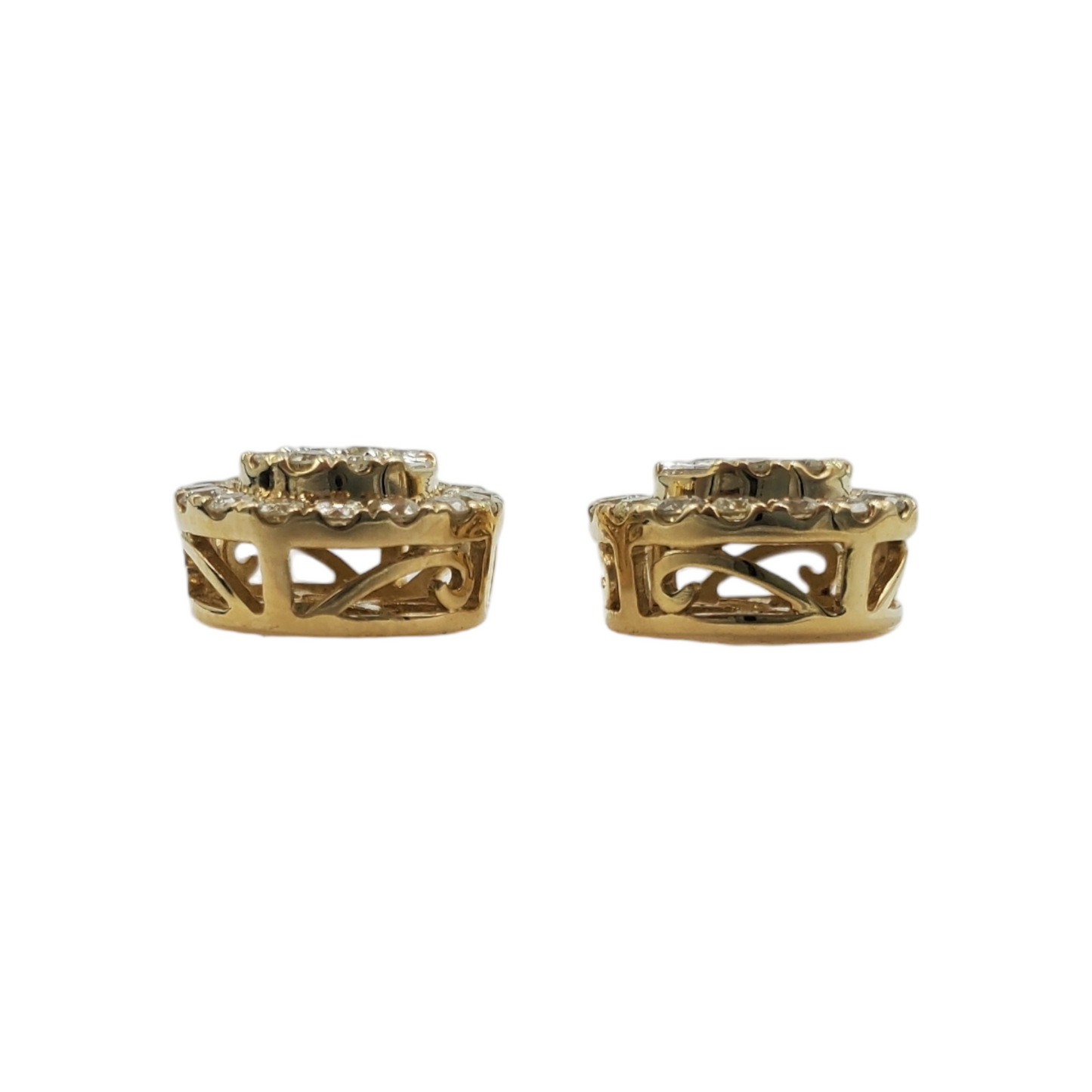 14k Gold Baguette Diamond Circle Earrings #25555