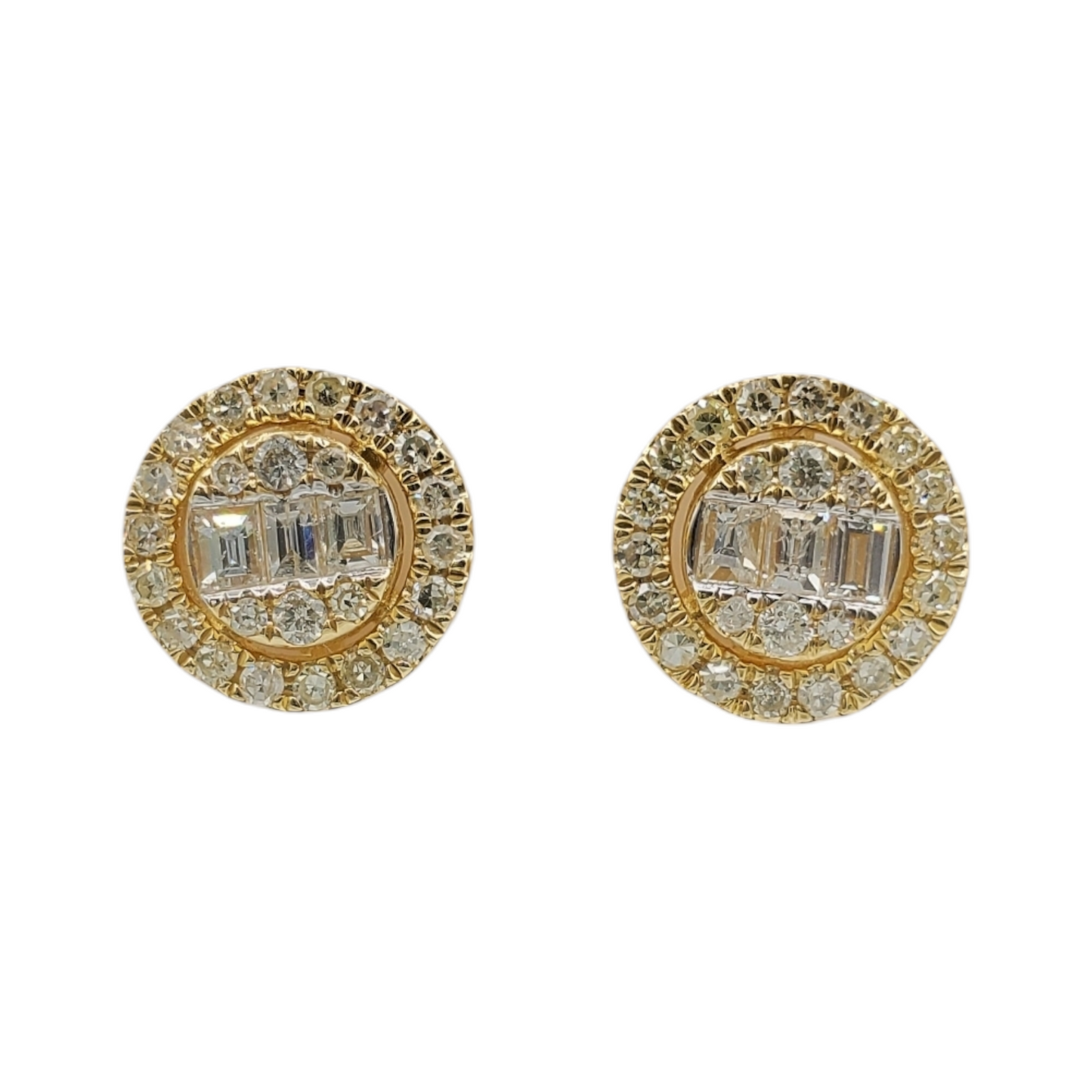 14k Gold Baguette Diamond Circle Earrings #25555